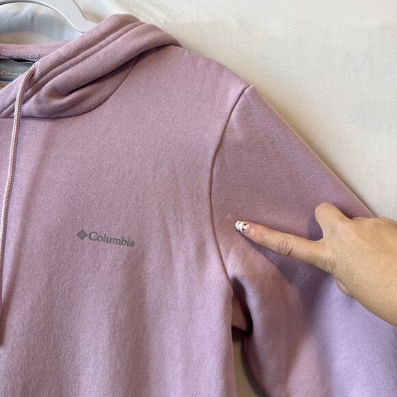 Columbia Women's S Athleisure Logo Pullover Hoodie Sweatshirt Tunic Lilac Purple - Picture 2 of 8